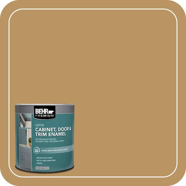 BEHR PREMIUM 1 qt. #S300-5 Spiced Mustard Satin Enamel Interior/Exterior Cabinet, Door & Trim Paint (2)