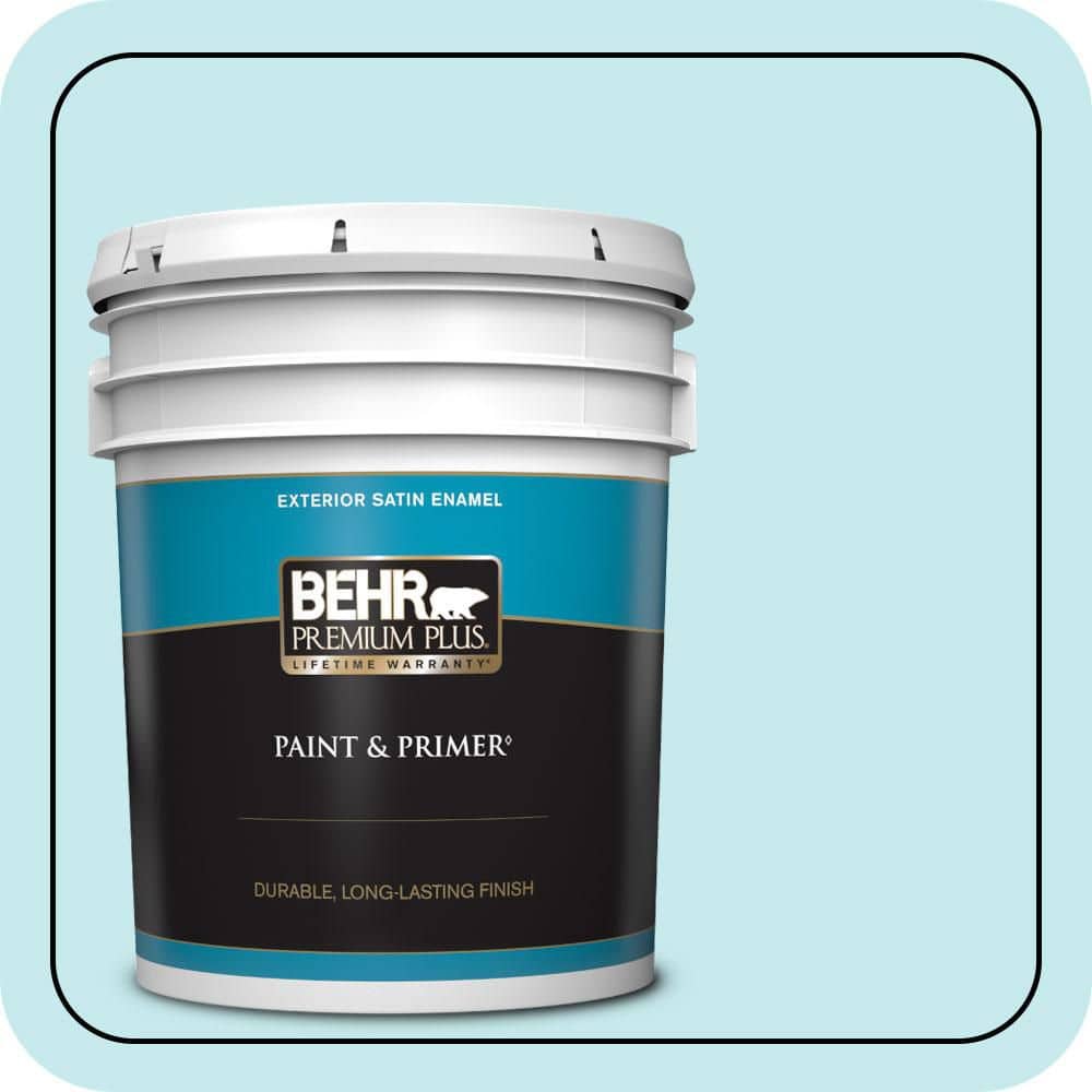 BEHR PREMIUM PLUS 5 gal. #P470-1 Silent Breeze Satin Enamel Exterior Paint & Primer