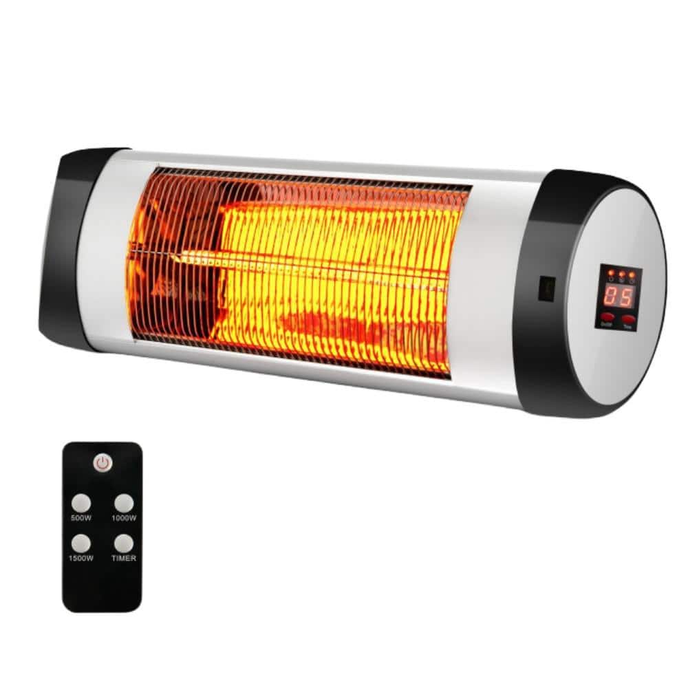 Lukvuzo 1500-Watt Aluminum Wall-Mounted Electric Heater Patio Infrared Radiant Heater with Remote Control (1)