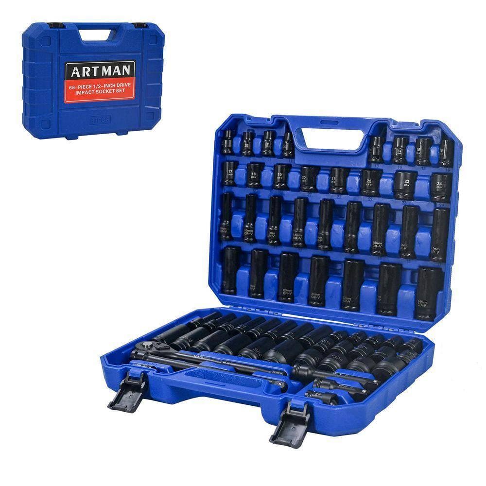 Damodpoy 66-Piece Air Tool Kit, Long and Short Sets, Universal Short Sets, Extension Rods, Universal Connectors, Ratchet Wrenches