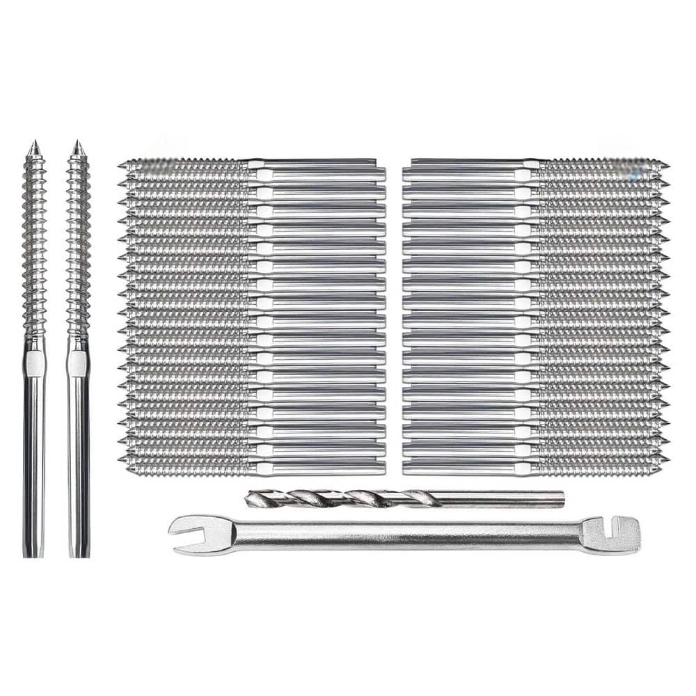 Afoxsos 80 Pack T316 Stainless Steel Swage Lag Screws for 1/8 Cable Railing Hardware Kit Left and Right Hand Thread (1)