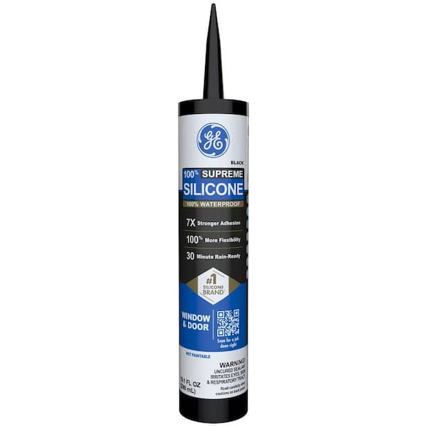GE Supreme Silicone Caulk 10.1 oz Window and Door Sealant Black