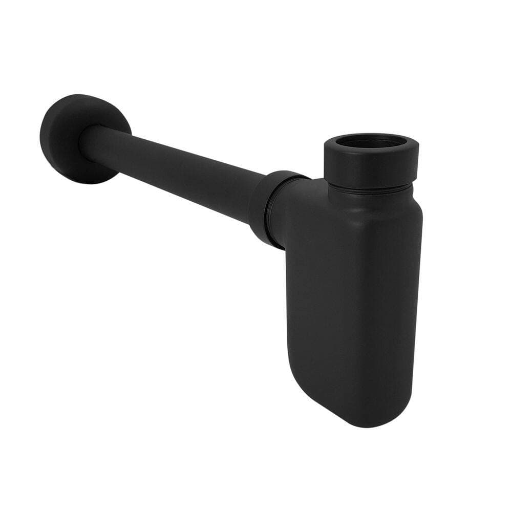 Westbrass 1/2 in. Nominal Compression Brass Lever Handle Angle Stop with 3/8 in. Risers P- Trap Sink Installation Kit, Matte Black (2)