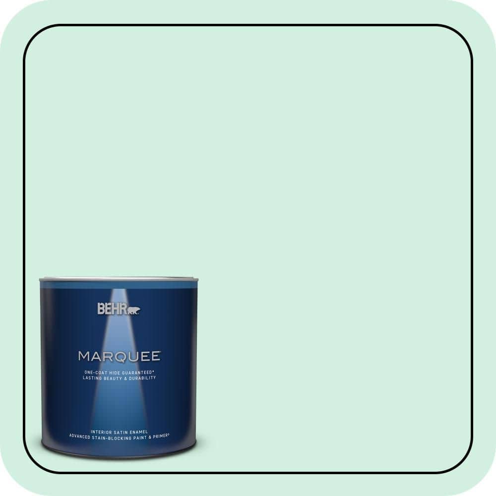 BEHR MARQUEE 1 qt. #480C-2 Pastel Jade Satin Enamel Interior Paint & Primer