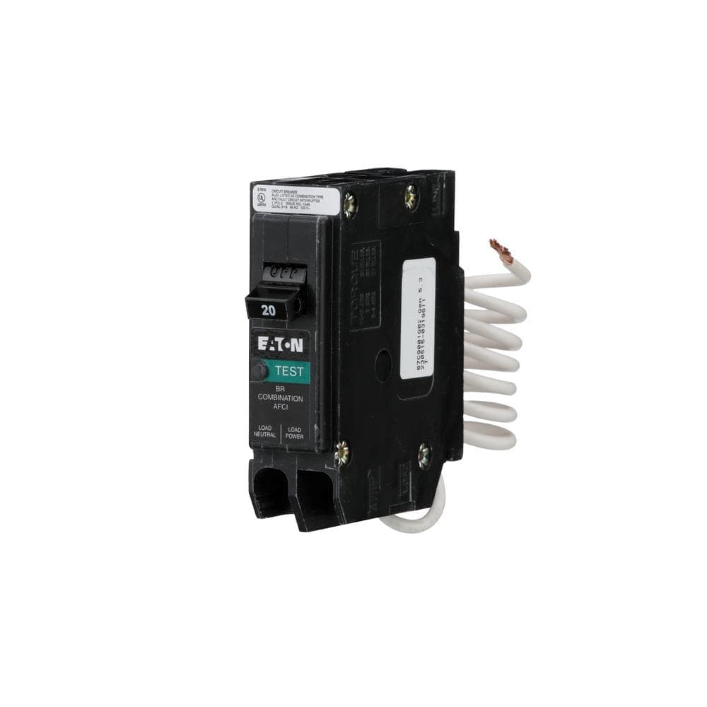 Eaton 20 Amp 120-Volt, Single-Pole AFCI Circuit Breaker Type BR Pigtail Neutral (3)