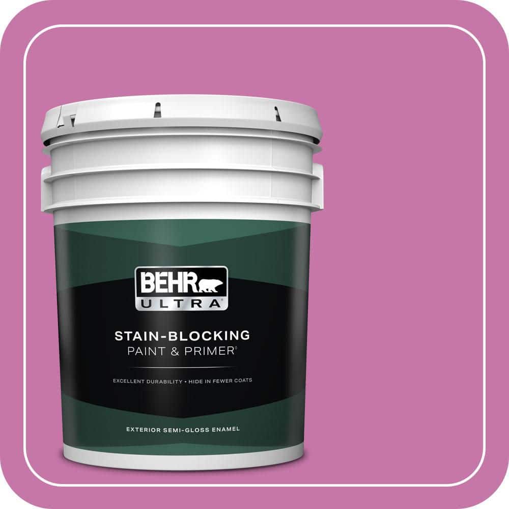 BEHR ULTRA 5 gal. #680B-5 Strawberry Freeze Semi-Gloss Enamel Exterior Paint & Primer