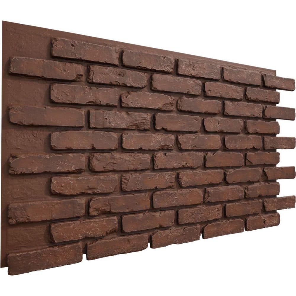 Ekena Millwork EverStone Aged Brick Faux Brick Panel, 46 7/8"W x 27"H x 1 1/4"D, Pizzeria Color (3)