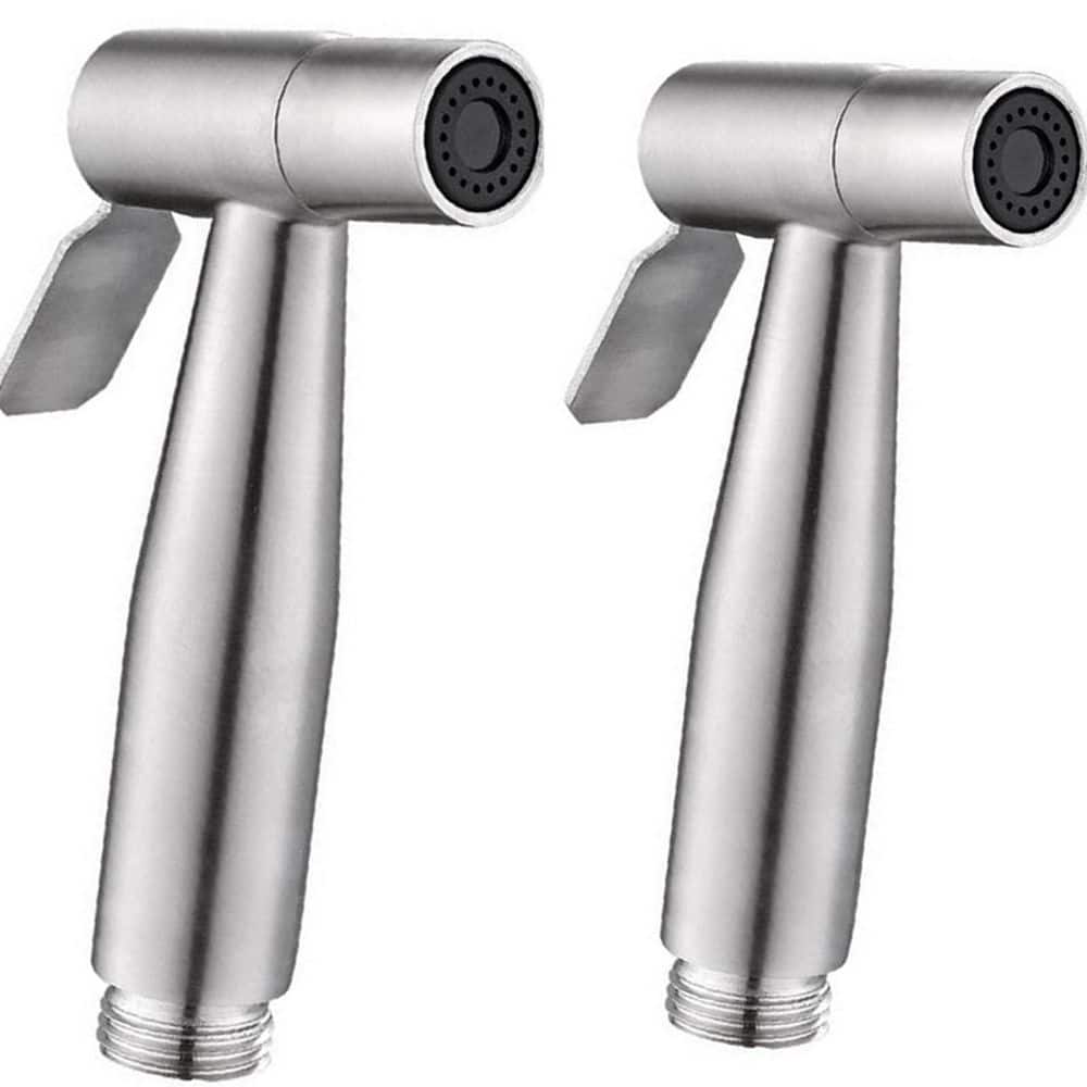 Anqtovp 2 Pieces Stainless Steel Bidet Attachment with Detachable Spray Nozzle Easy Clean and Adjustable Water Pressure