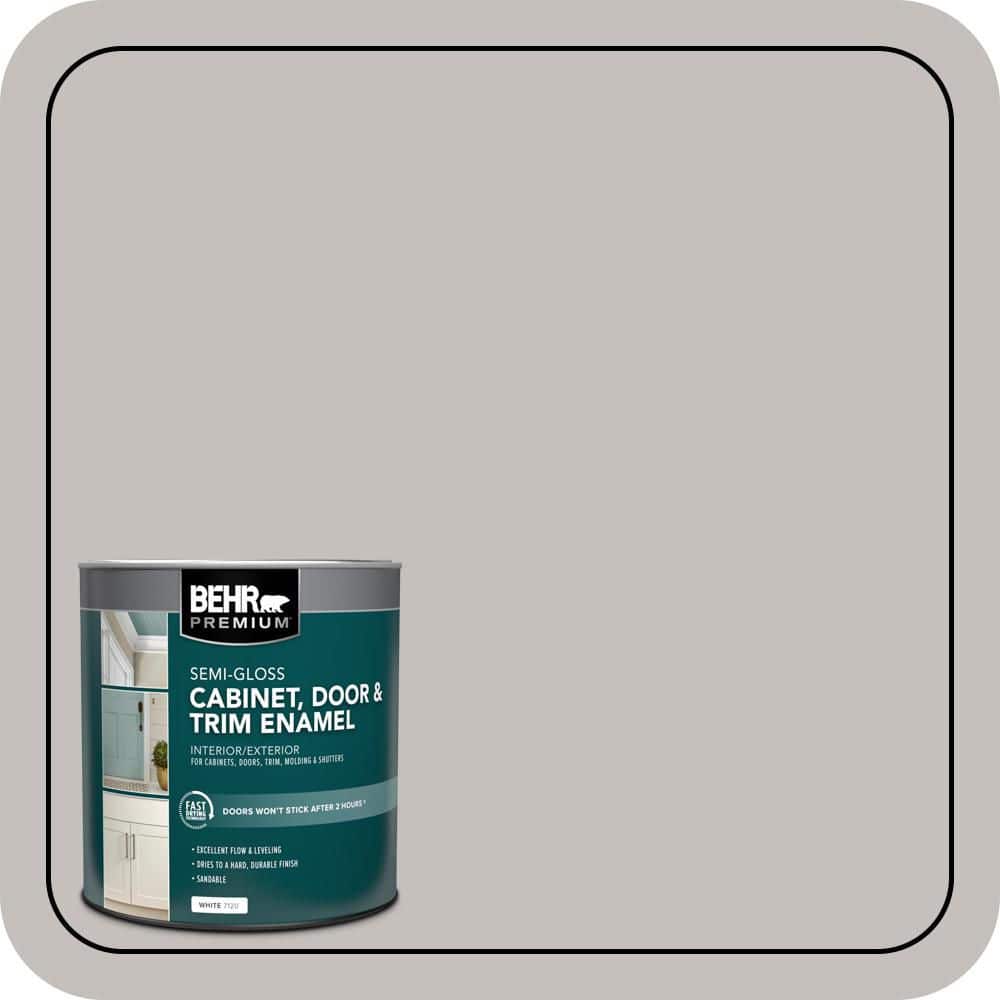BEHR PREMIUM 1 qt. #PPU18-10 Natural Gray Semi-Gloss Enamel Interior/Exterior Cabinet, Door & Trim Paint