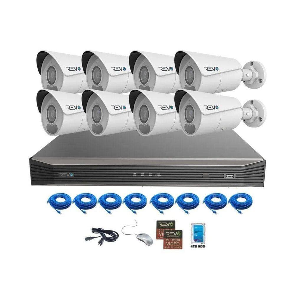 Revo ULTRA BLUE SERIES 4K 16 Channel Wired PoE NVR Smart Security Camera System with 4TB HDD & 8x 4K Bullet Cameras (2)
