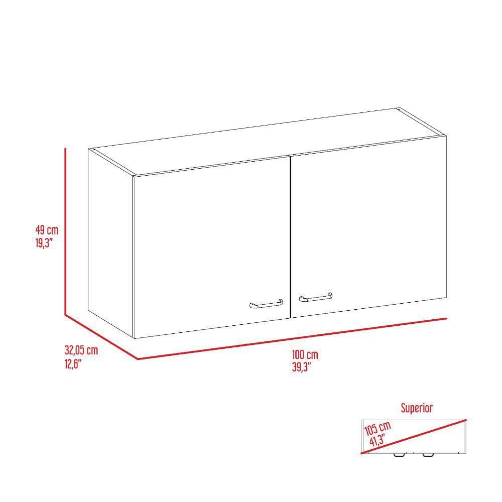 cadeninc 39.3 in. W x 12.6 in. D x 19.3 in. H Wall Kitchen Cabinet with 2 Shelves and Double Door in Light Oak (2)