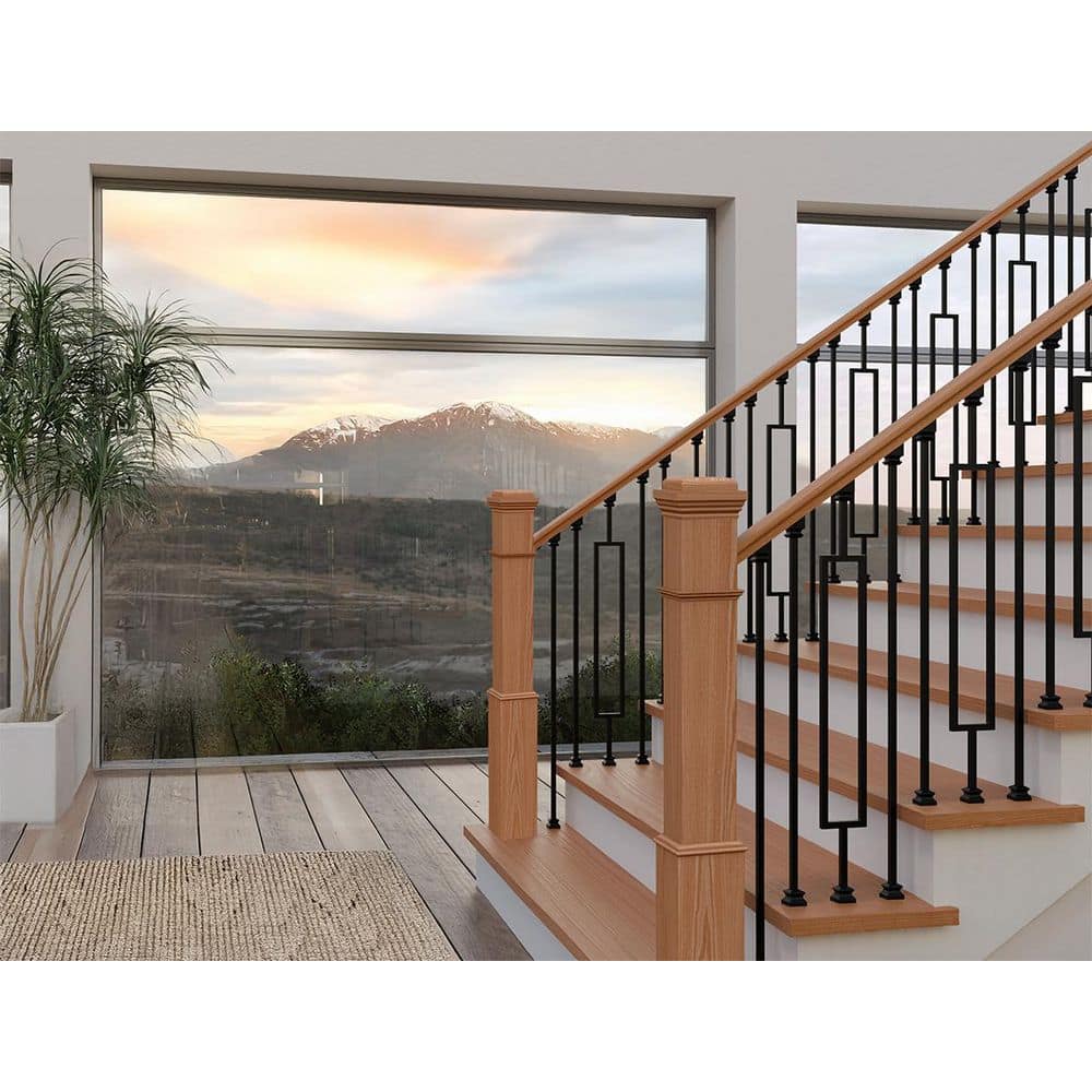 EVERMARK Stair Parts 6084 12 ft. Unfinished Red Oak Solid Top Modern Craftsman Handrail (3)
