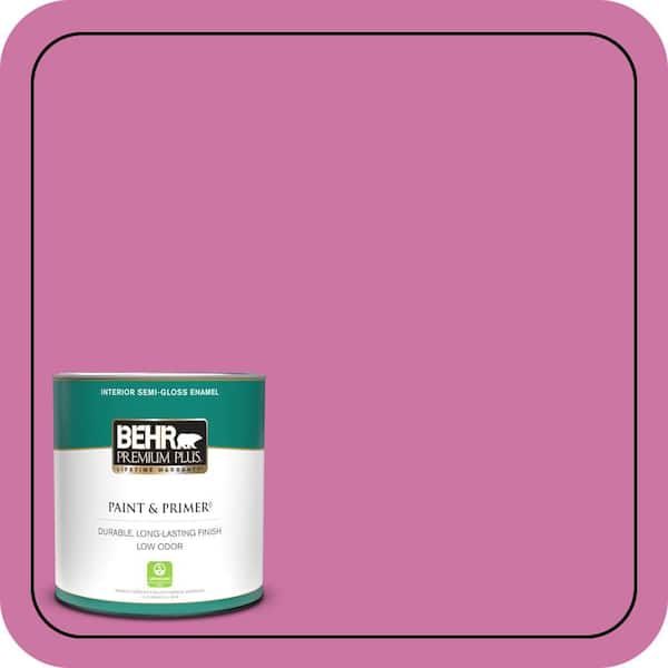 BEHR PREMIUM PLUS 1 qt. #P120-4 Heart Breaker Semi-Gloss Enamel Low Odor Interior Paint & Primer (2)