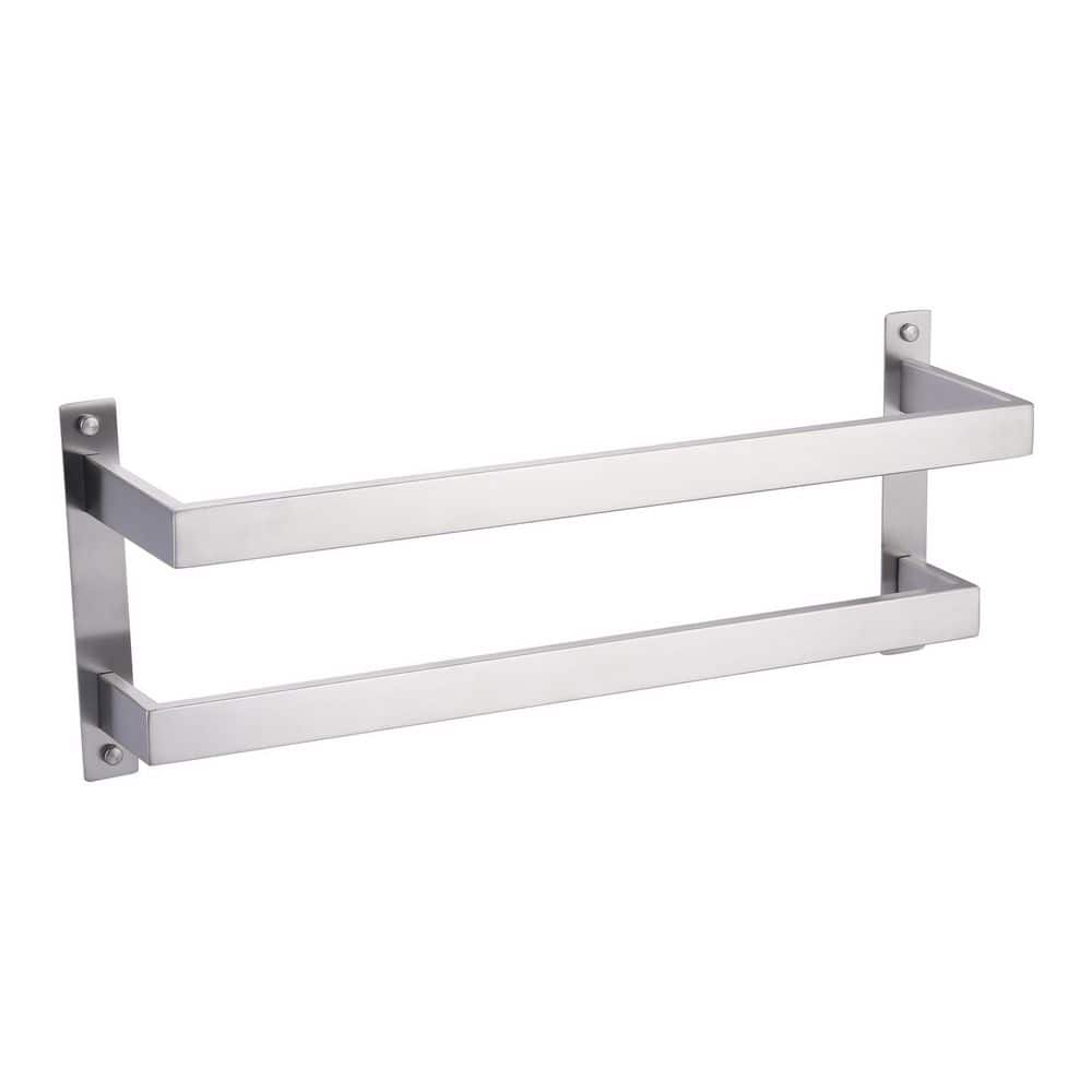VEVETTA 20 in. Wall Mounted Double Towel Bar Bath Hardware Accessory in Brushed Nickel (1)