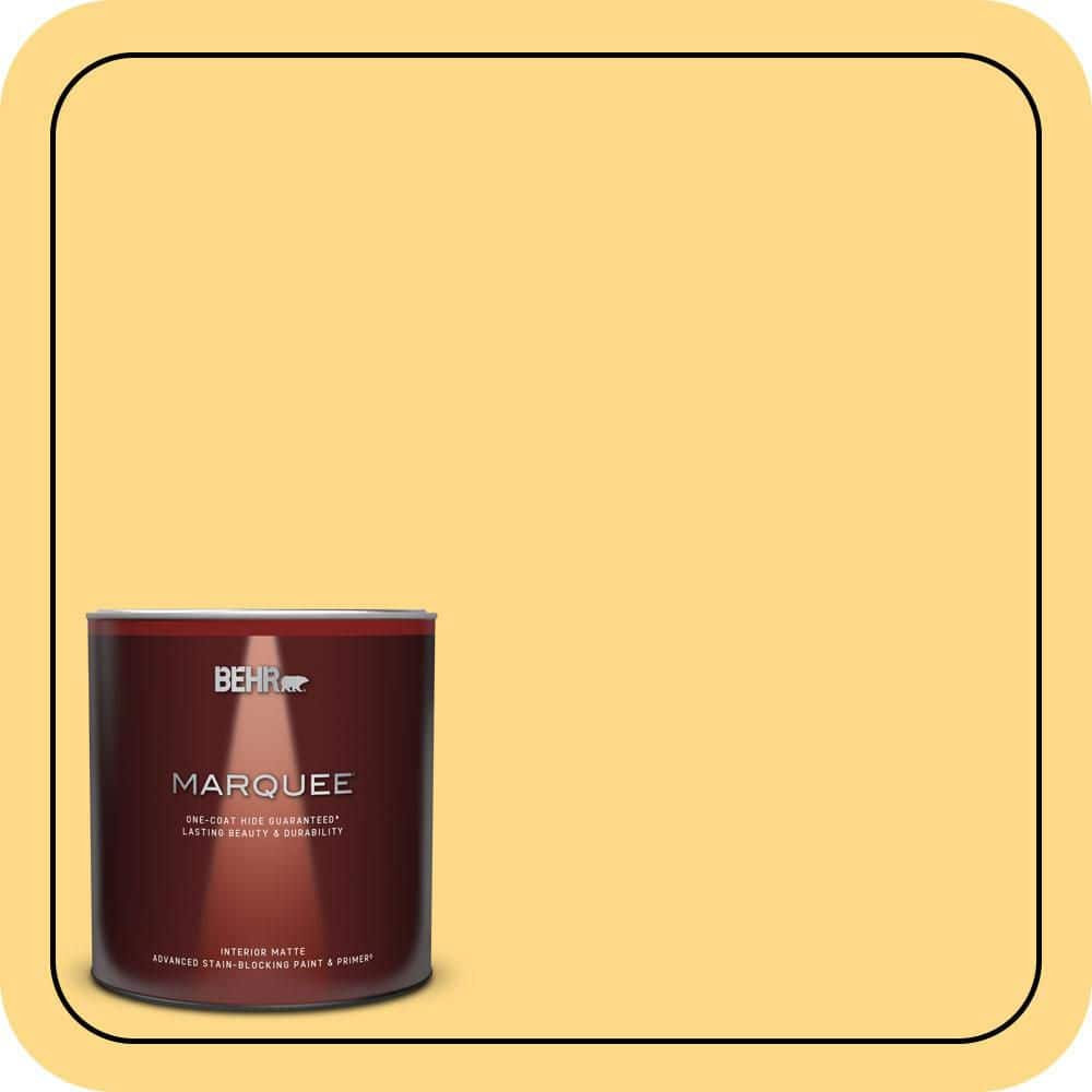 BEHR MARQUEE 1 qt. #P280-4 Surfboard Yellow Matte Interior Paint & Primer