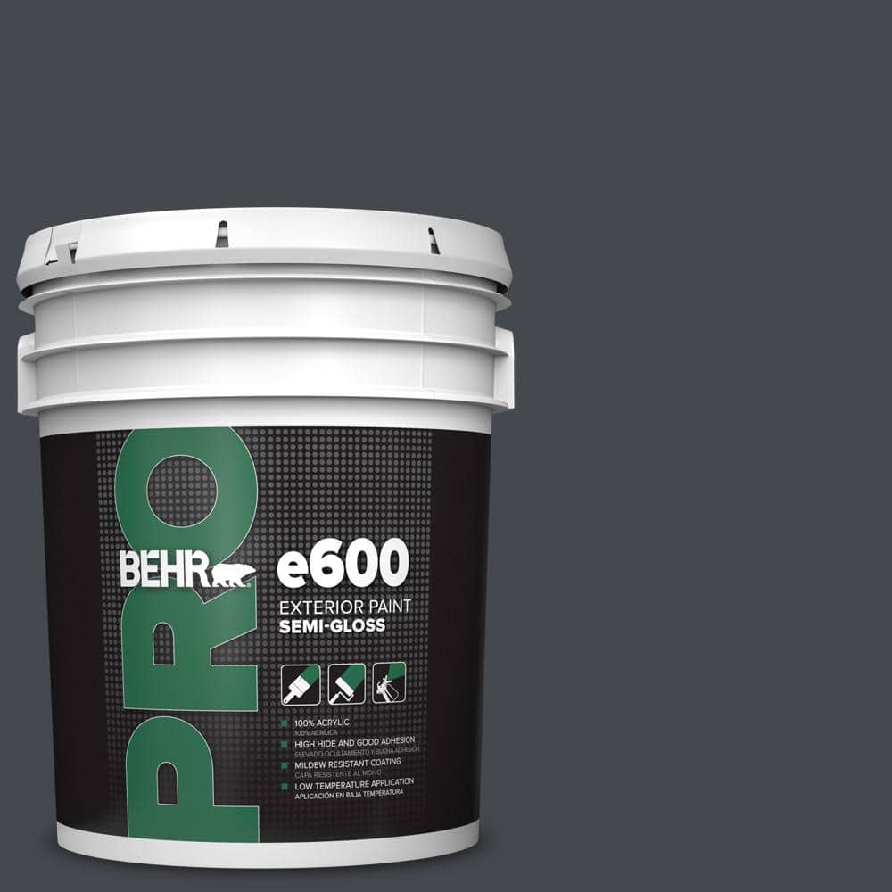 BEHR PRO 5 gal. #N490-7 Ink Black Semi-Gloss Acrylic Exterior Paint