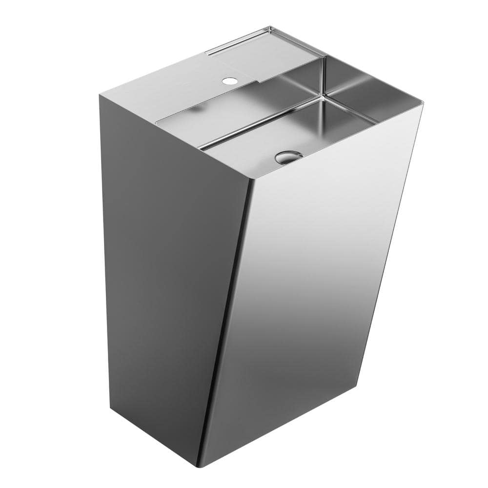 Karran CCP500 32-3/4 in. Stainless Steel Pedestal Sink in Stainless Steel (1)