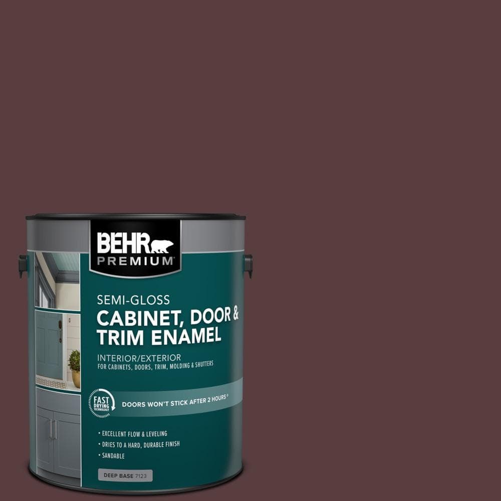 BEHR PREMIUM 1 gal. #PPU1-02 Divine Wine Semi-Gloss Enamel Interior/Exterior Cabinet, Door & Trim Paint