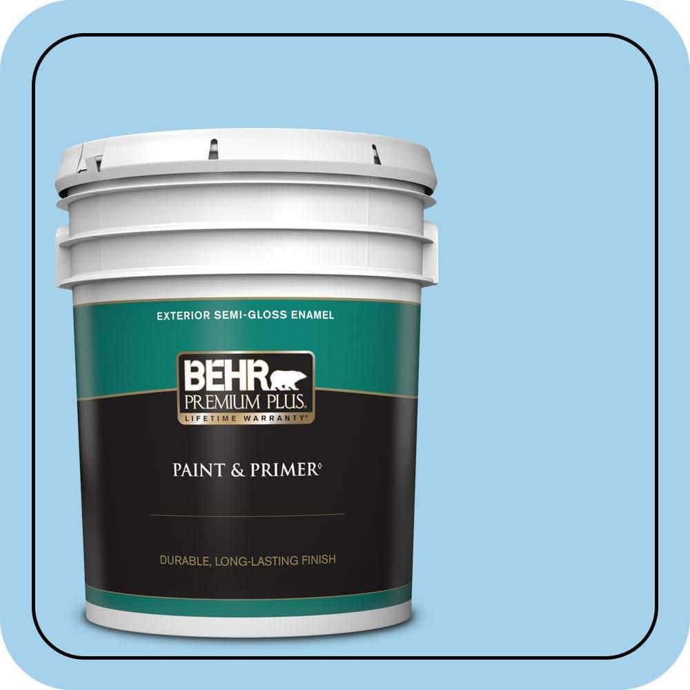 BEHR PREMIUM PLUS 5 gal. #550A-3 Little Pond Semi-Gloss Enamel Exterior Paint & Primer