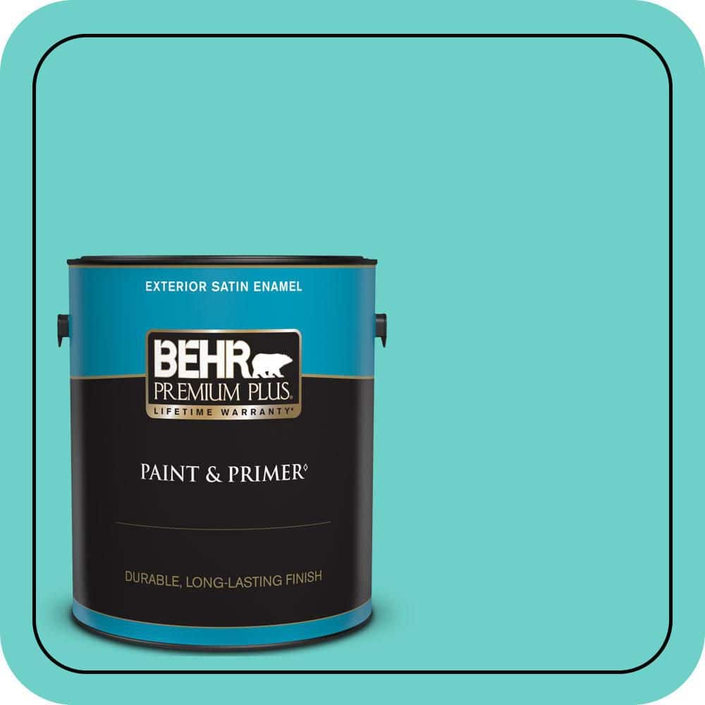 BEHR PREMIUM PLUS 1 gal. #P450-4 Hidden Sea Glass Satin Enamel Exterior Paint & Primer