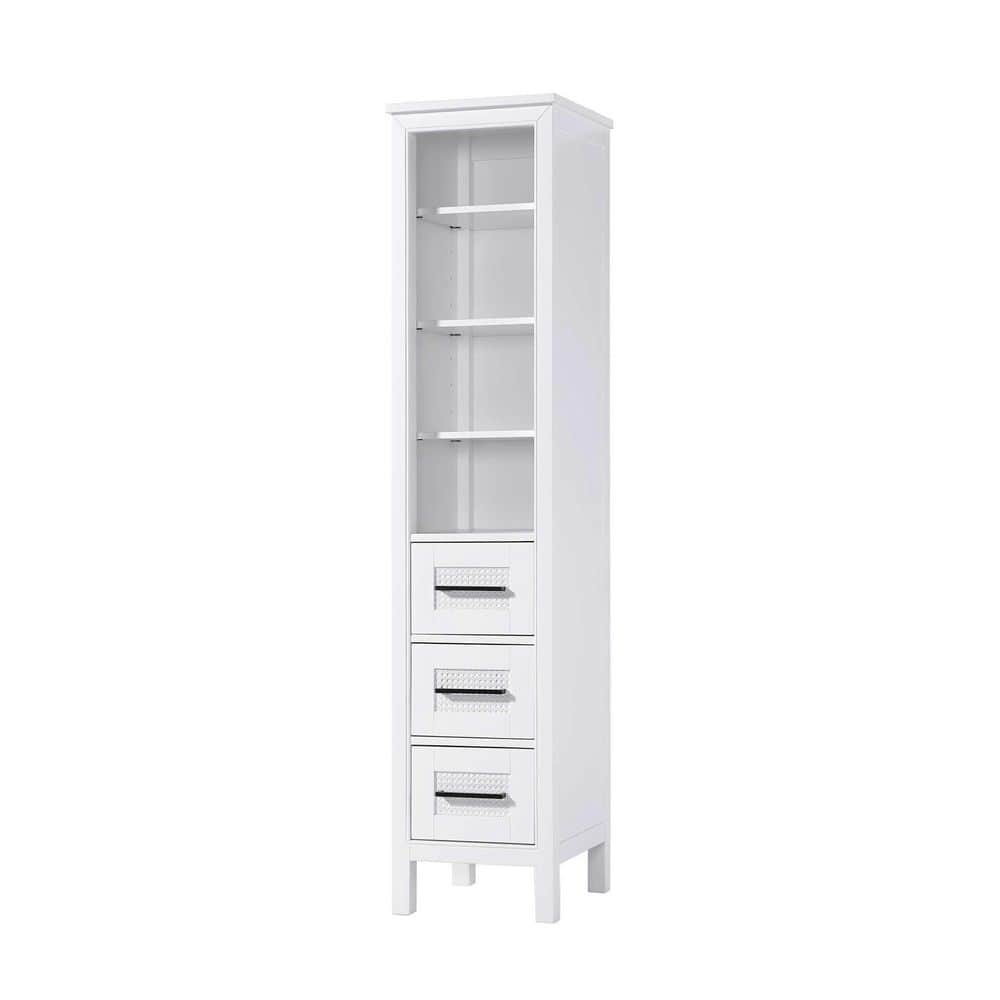 TIMELESS HOME 16 in. W x 18 in. D x 72 in. H White Freestanding Linen Cabinet (3)