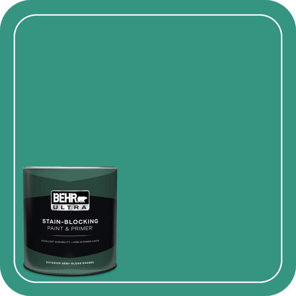 BEHR ULTRA 1 qt. #P440-6 Esmeralda Semi-Gloss Enamel Exterior Paint & Primer