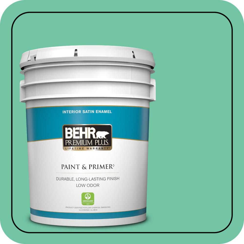 BEHR PREMIUM PLUS 5 gal. #P420-4A Gem Silica Satin Enamel Low Odor Interior Paint & Primer