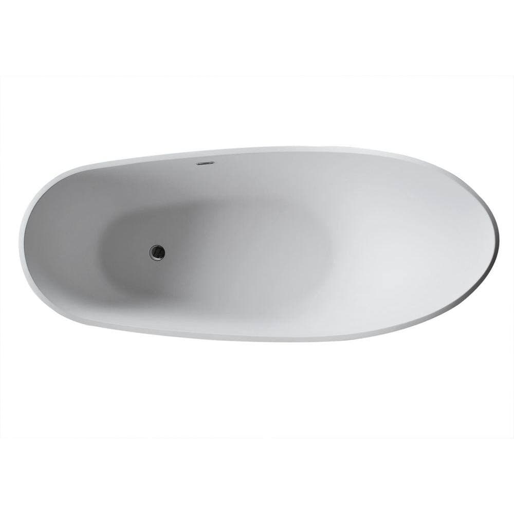 ANZZI Alto 67 in L x 29 in W Man-Made Stone Center Drain Freestanding Bathtub in Matte White (2)