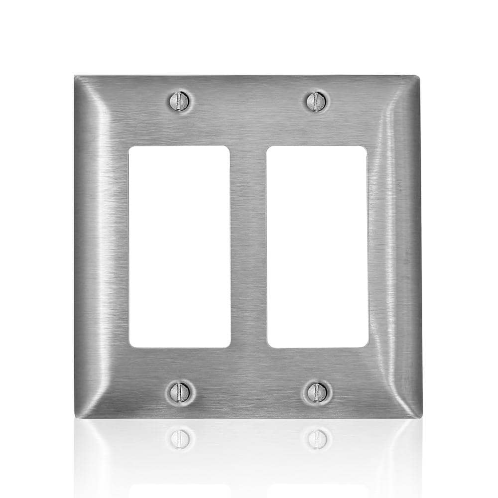 Leviton Stainless Steel 2-Gang Decorator/Rocker Wall Plate (1-Pack) SL262