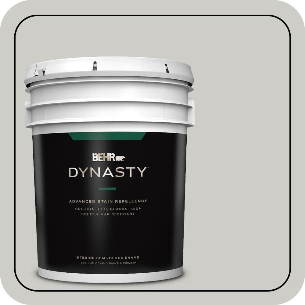 BEHR DYNASTY 5 gal. #QE-49 Mexican Silver Semi-Gloss Enamel Interior Stain-Blocking Paint & Primer