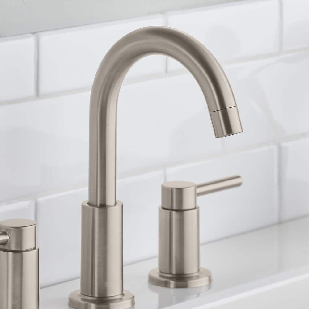 Glacier Bay Dorind 8 in. Widespread Double-Handle High-Arc Bathroom Faucet in Brushed Nickel (4)