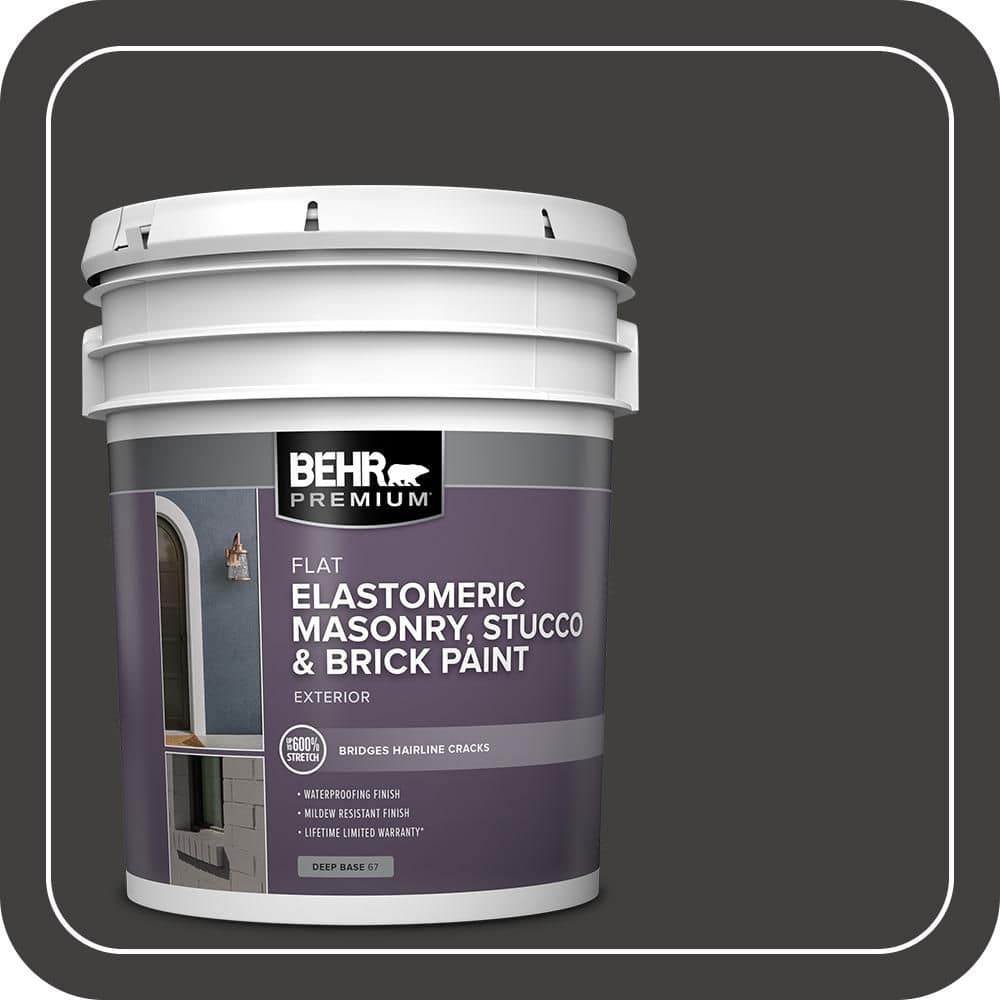 BEHR PREMIUM 5 gal. #N510-7 Blackout Elastomeric Masonry, Stucco and Brick Exterior Paint