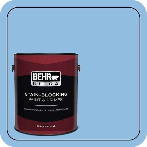 BEHR ULTRA 1 gal. #P520-3 Toile Blue Flat Exterior Paint & Primer (2)