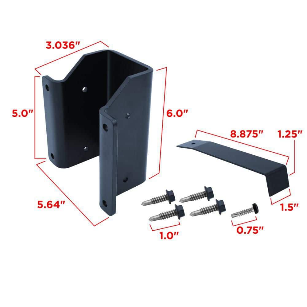 Aria Railing 6 in. W x 8 in. H Black Inline Bracket for 52 in. Fascia Post Kit (3)