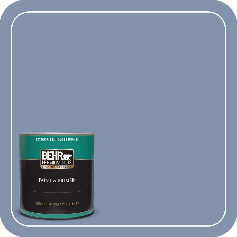 BEHR PREMIUM PLUS 1 qt. #T16-13 Stratus Semi-Gloss Enamel Exterior Paint & Primer