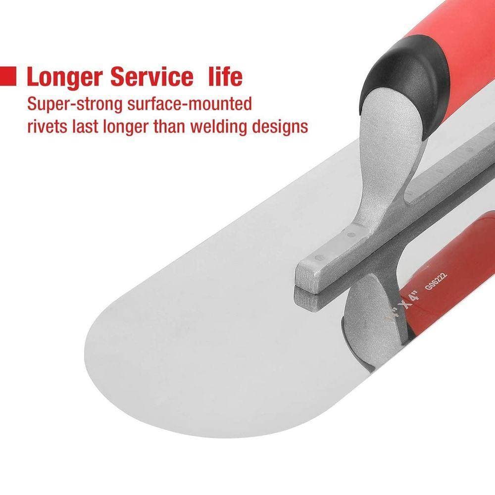 KIWDZFU 2 Pieces Stainless Steel Pool Trowel Set with Soft Grip Handle Includes 16x4.5 & 14x4 Lightweight Alloy Round End (3)