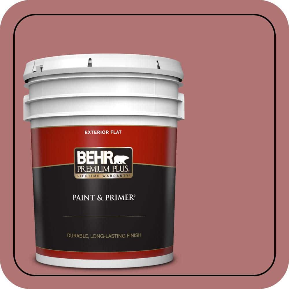 BEHR PREMIUM PLUS 5 gal. #S140-5 Red Gerbera Flat Exterior Paint & Primer