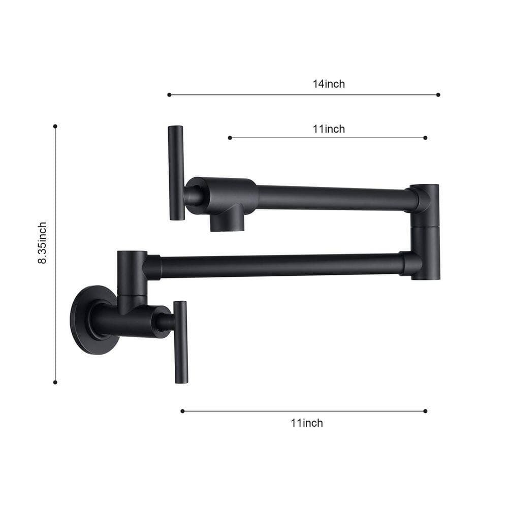 BEARSOLIM Wall Mount Folding Kitchen Pot Filler Faucet 2 Handles Bidet Faucet 360° Swivel in black (3)