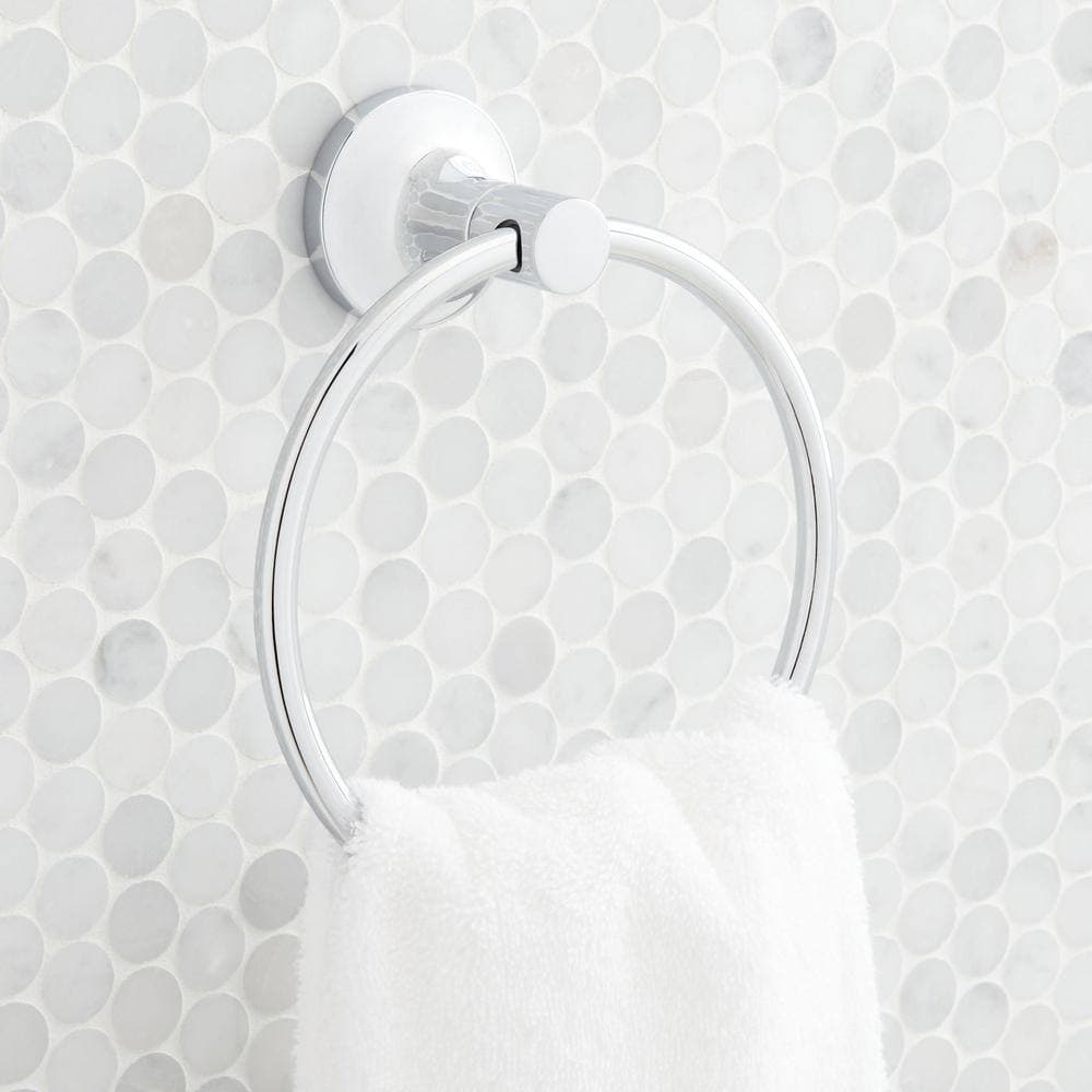 SIGNATURE HARDWARE Lentz 6-1/2 in. Wall Mounted Towel Ring in Chrome (2)