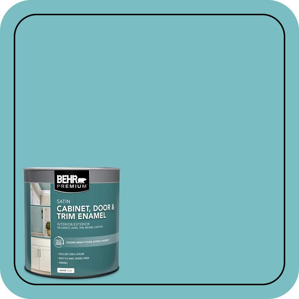 BEHR PREMIUM 1 qt. #M460-4 Pure Turquoise Satin Enamel Interior/Exterior Cabinet, Door & Trim Paint