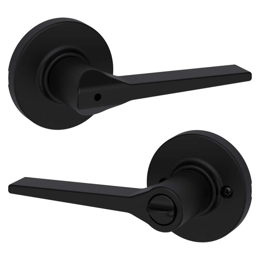 Kwikset Hollis Round Rose Matte Black Privacy Bed/Bath Door Handle