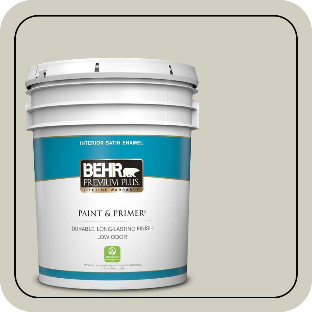 BEHR PREMIUM PLUS 5 gal. #N350-2 Sawgrass Satin Enamel Low Odor Interior Paint & Primer