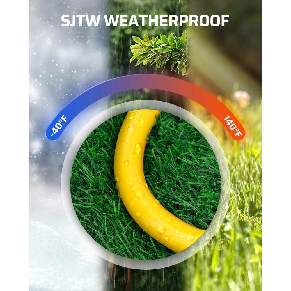 DEWENWILS 2 ft. 12/3C SJTW Indoor/Outdoor Extension Cord with Tri-Tap Splitter and LED Lighted Plug, Yellow (3-Pack) (3)