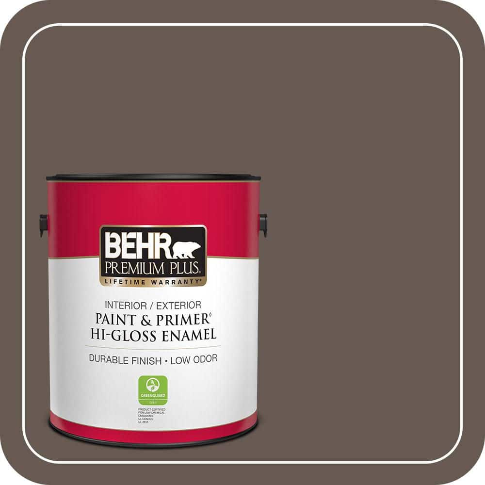 BEHR PREMIUM PLUS 1 gal. #N200-7 Underground Hi-Gloss Enamel Interior/Exterior Paint & Primer