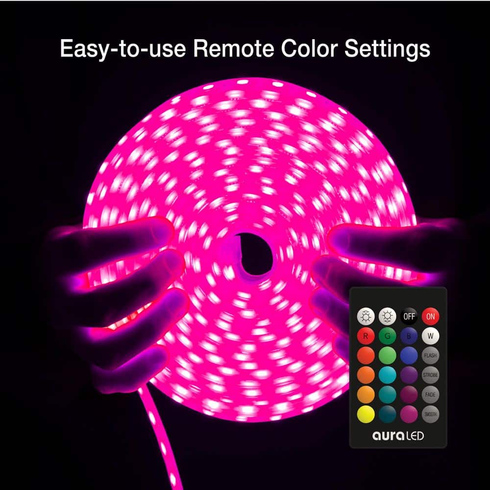 auraLED 100 ft. USB Plug-in Dimmable Cuttable Color Changing Integrated LED Strip Light (3)