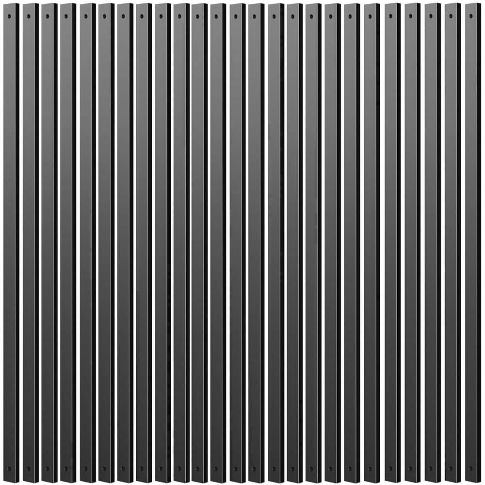 Afoxsos 32 in. H x 5.9 in. W Black Metal Stair Railing Kit Straight Flat Hollow Rectangle Deck Balusters 25-Pack Aluminum (1)