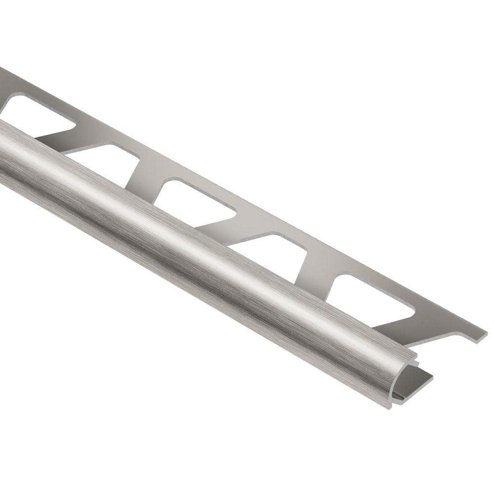 Schluter Rondec Brushed Nickel Anodized Aluminum 1/2 in. x 8 ft. 2-1/2 in. Metal Bullnose Tile Edging Trim