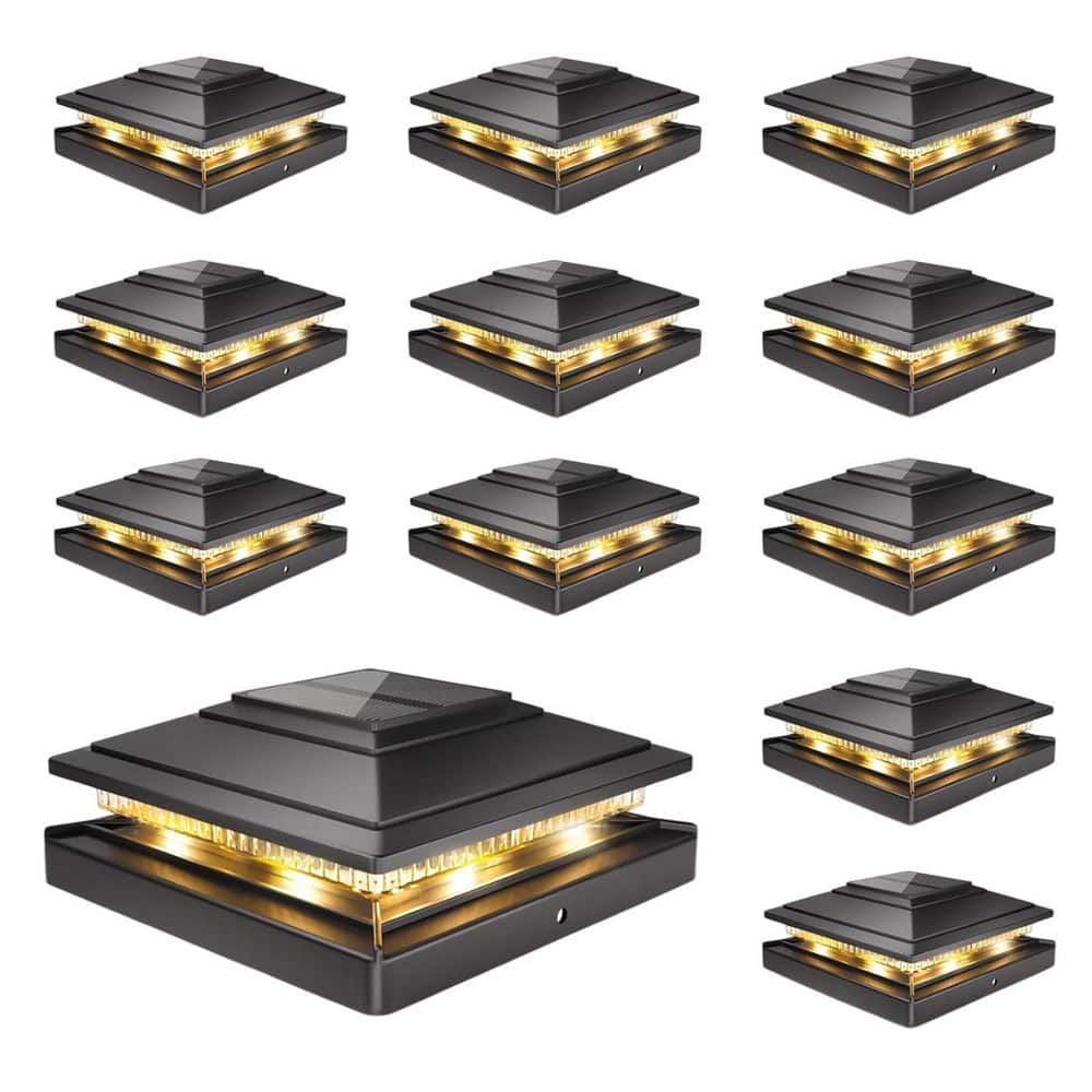 Afoxsos 12-Pack Waterproof Solar Post Cap Lights for 4x4 5x5 6x6 Wood Vinyl Posts Dual Color Modes Outdoor Garden Patio Porch (1)