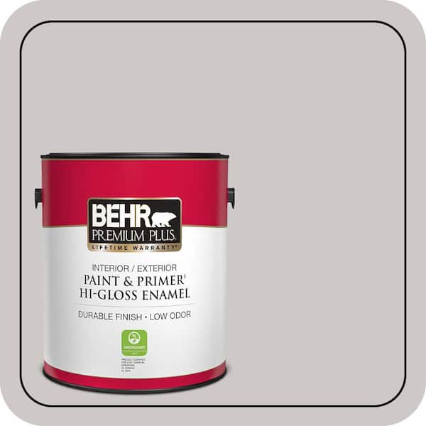BEHR PREMIUM PLUS 1 gal. #PPU26-09 Graycloth Hi-Gloss Enamel Interior/Exterior Paint & Primer (2)