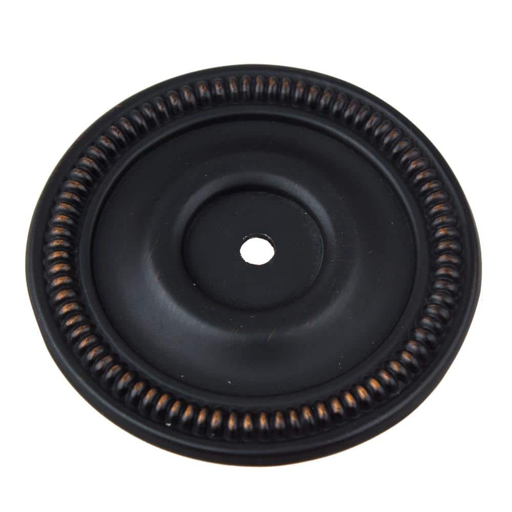 GlideRite 2-1/2 in. Oil Rubbed Bronze Round Classic Cabinet Knob Backplate (10-Pack)